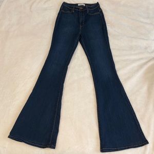 High waist bell bottom stretch jean